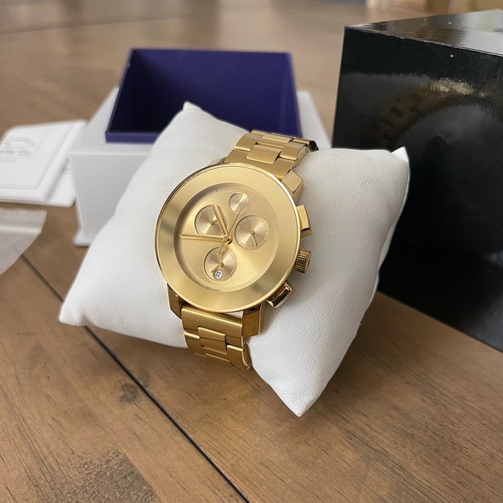 Movado Bold Chronograph Gold Watch Ladies Women’s watch